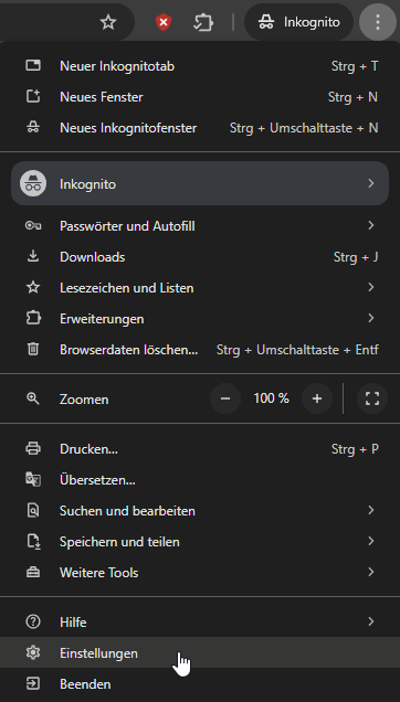 Chrome Einstellungen