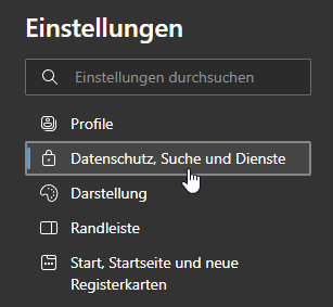 Datenschutz, Suche und Dienste