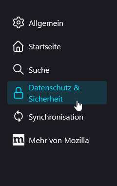 Firefox Datenschutz & Sicherheit